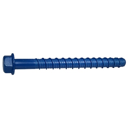 Midwest Fastener Masonry Screw, 1/2" Dia., Hex, 6 in L, Steel Blue Ruspert, 20 PK 55018